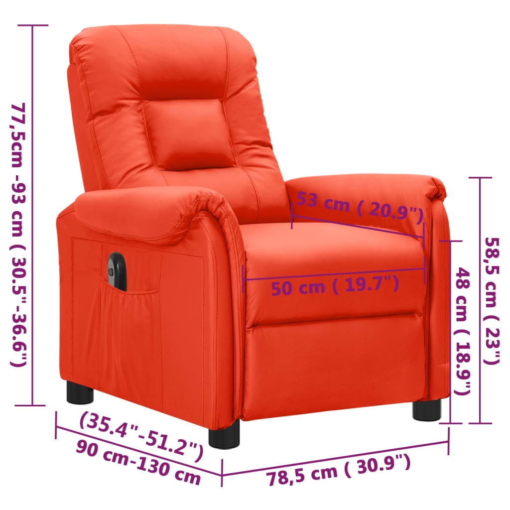 vidaXL Fauteuil verstelbaar elektrisch kunstleer rood