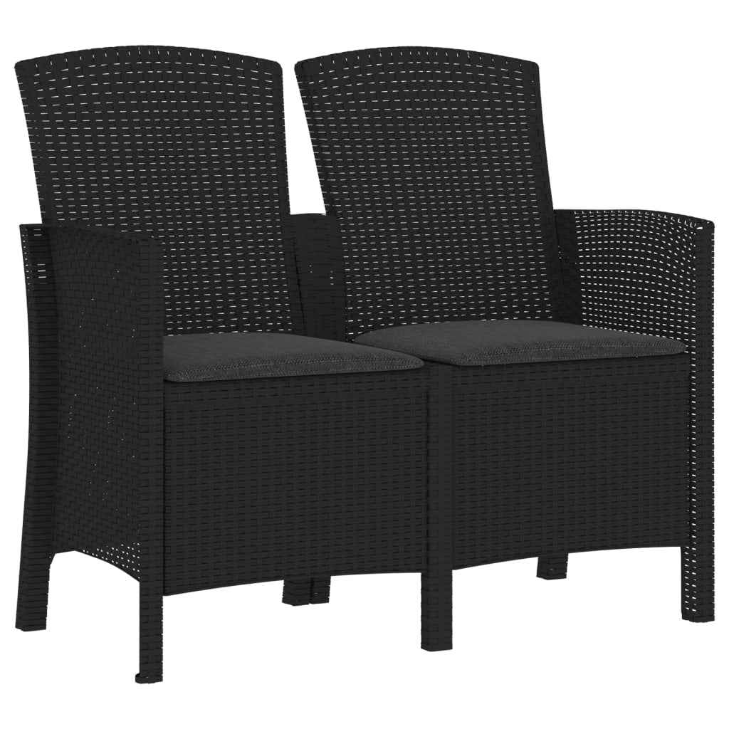 vidaXL Tuinbank 2-zits met kussens PP-rattan bruin