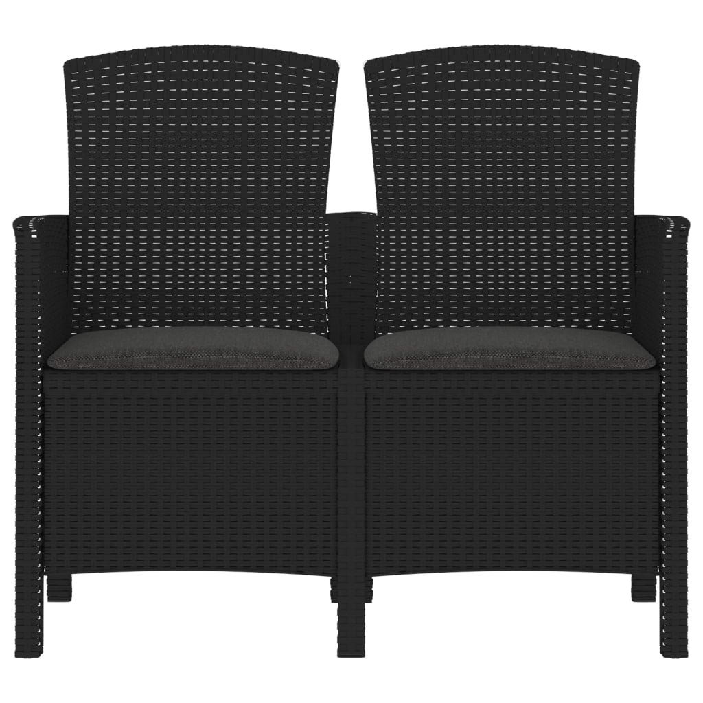 vidaXL Tuinbank 2-zits met kussens PP-rattan bruin
