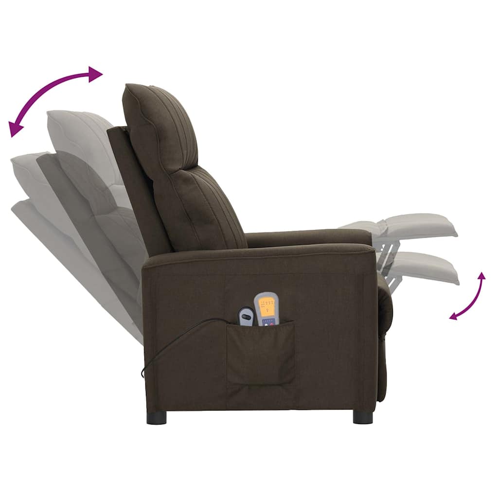 vidaXL Massagestoel elektrisch verstelbaar stof donkerbruin