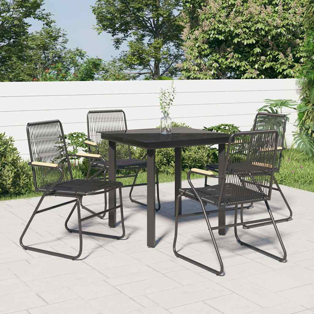 vidaXL 5-delige Tuinset PVC-rattan zwart