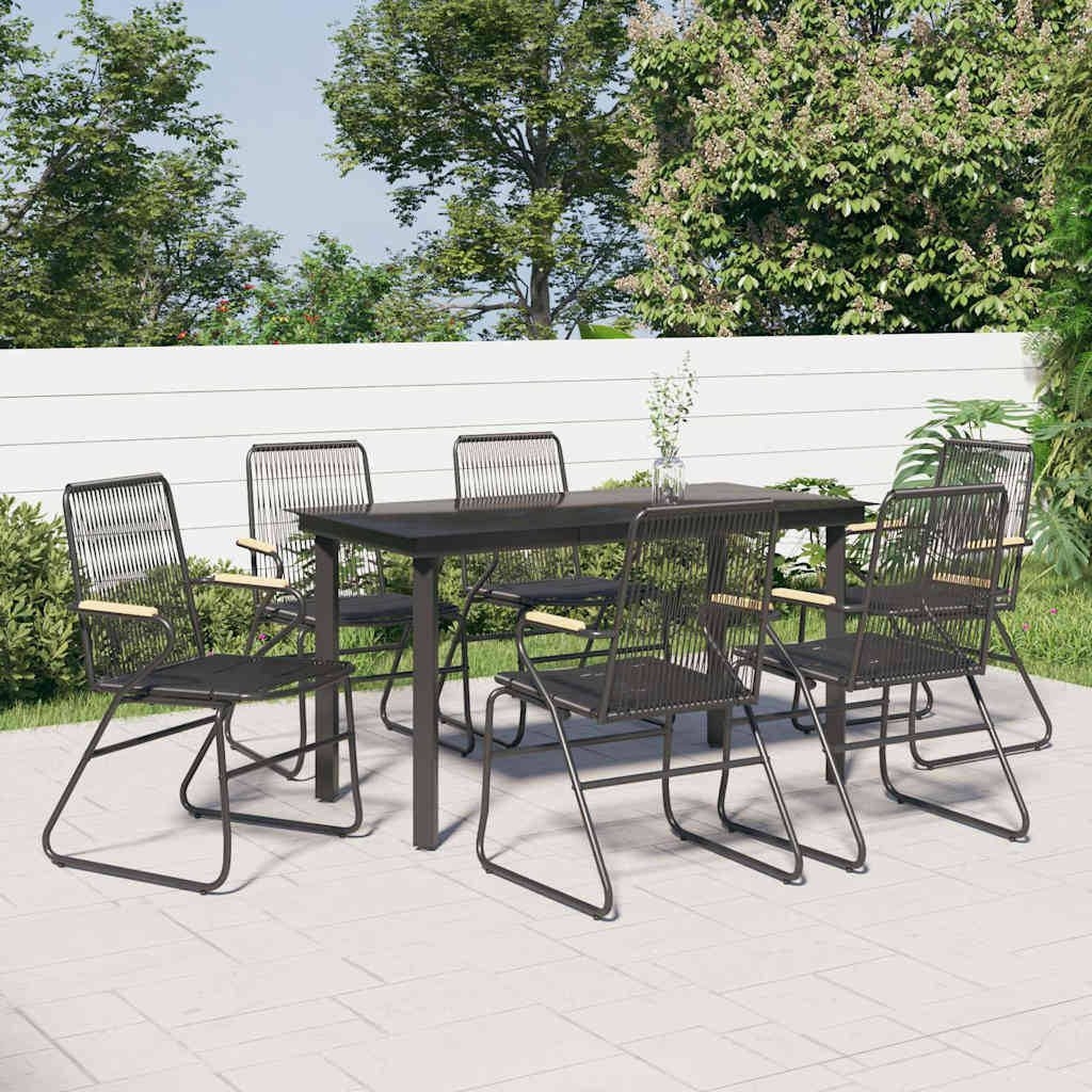 vidaXL 5-delige Tuinset PVC-rattan zwart