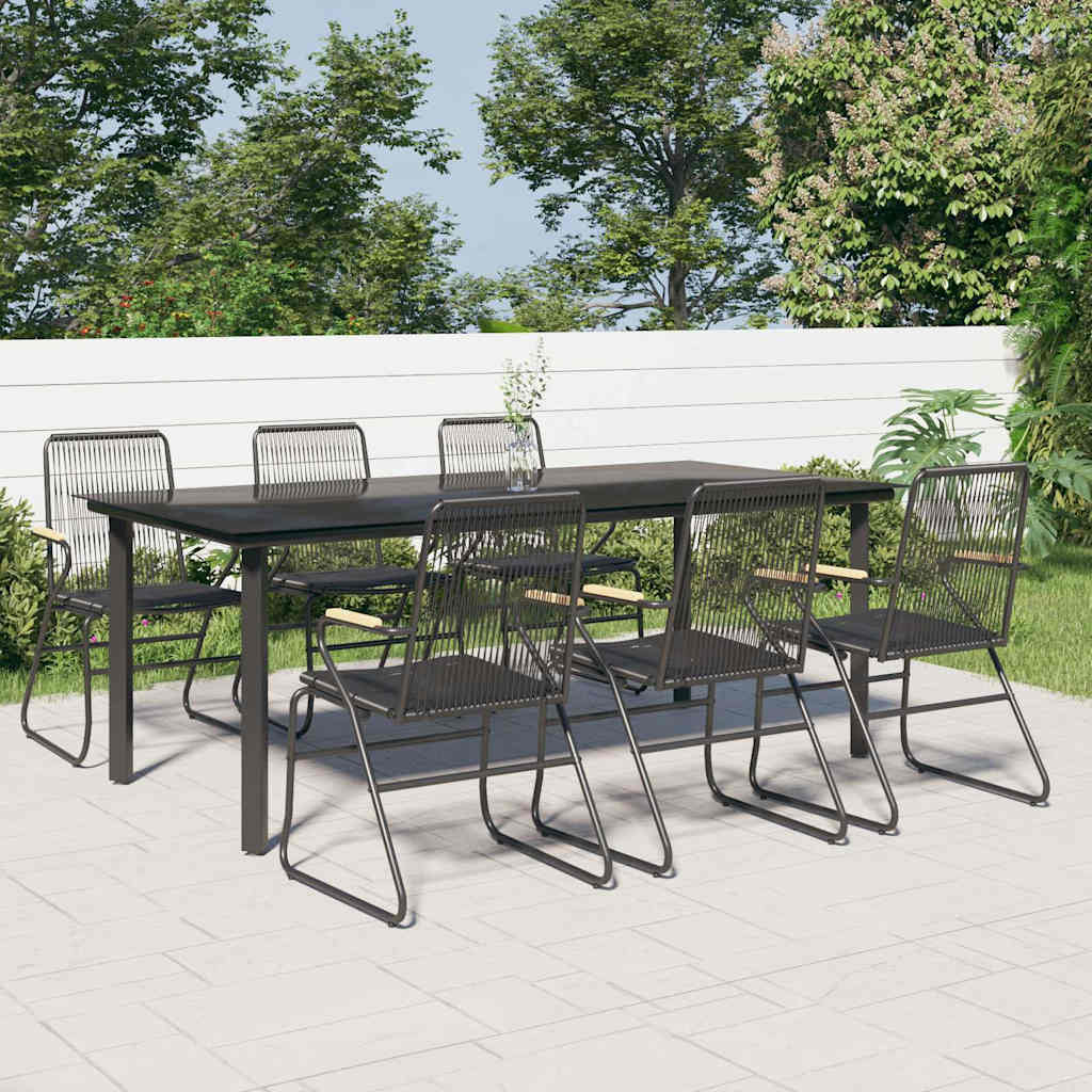 vidaXL 5-delige Tuinset PVC-rattan zwart