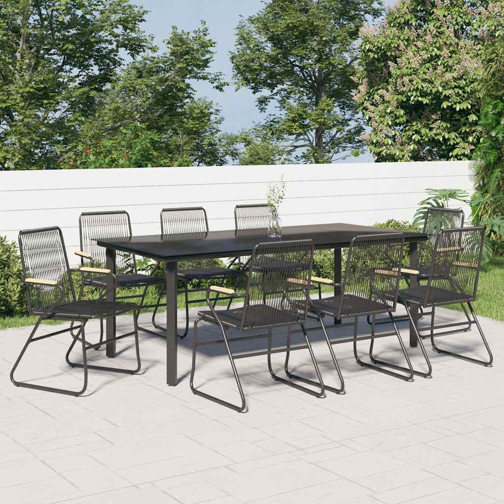 vidaXL 5-delige Tuinset PVC-rattan zwart