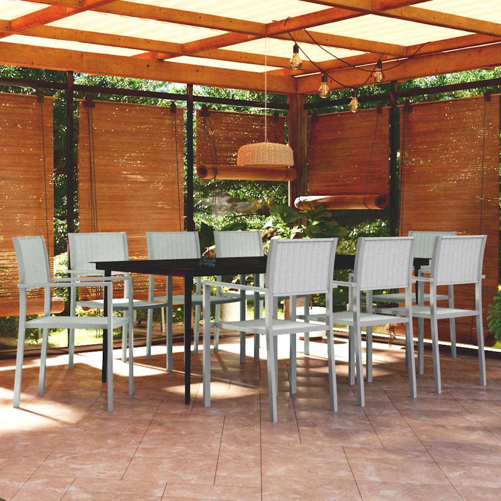 vidaXL 7-delige Tuinset zwart en wit
