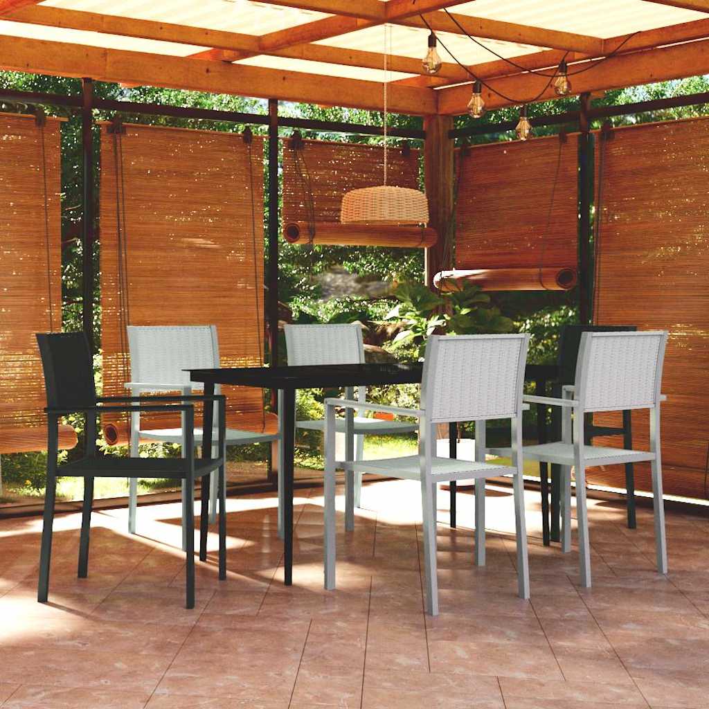 vidaXL 7-delige Tuinset zwart en wit