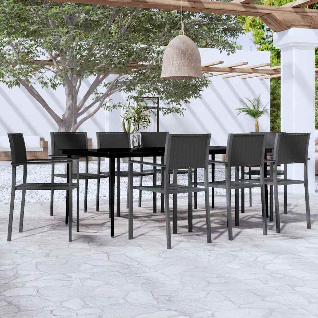 vidaXL 7-delige Tuinset zwart en wit