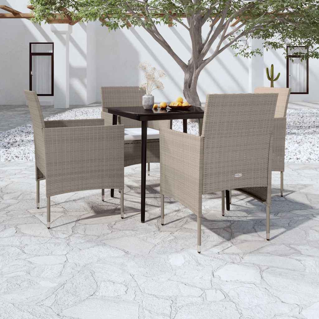 vidaXL 7-delige Tuinset met kussens grijs en zwart