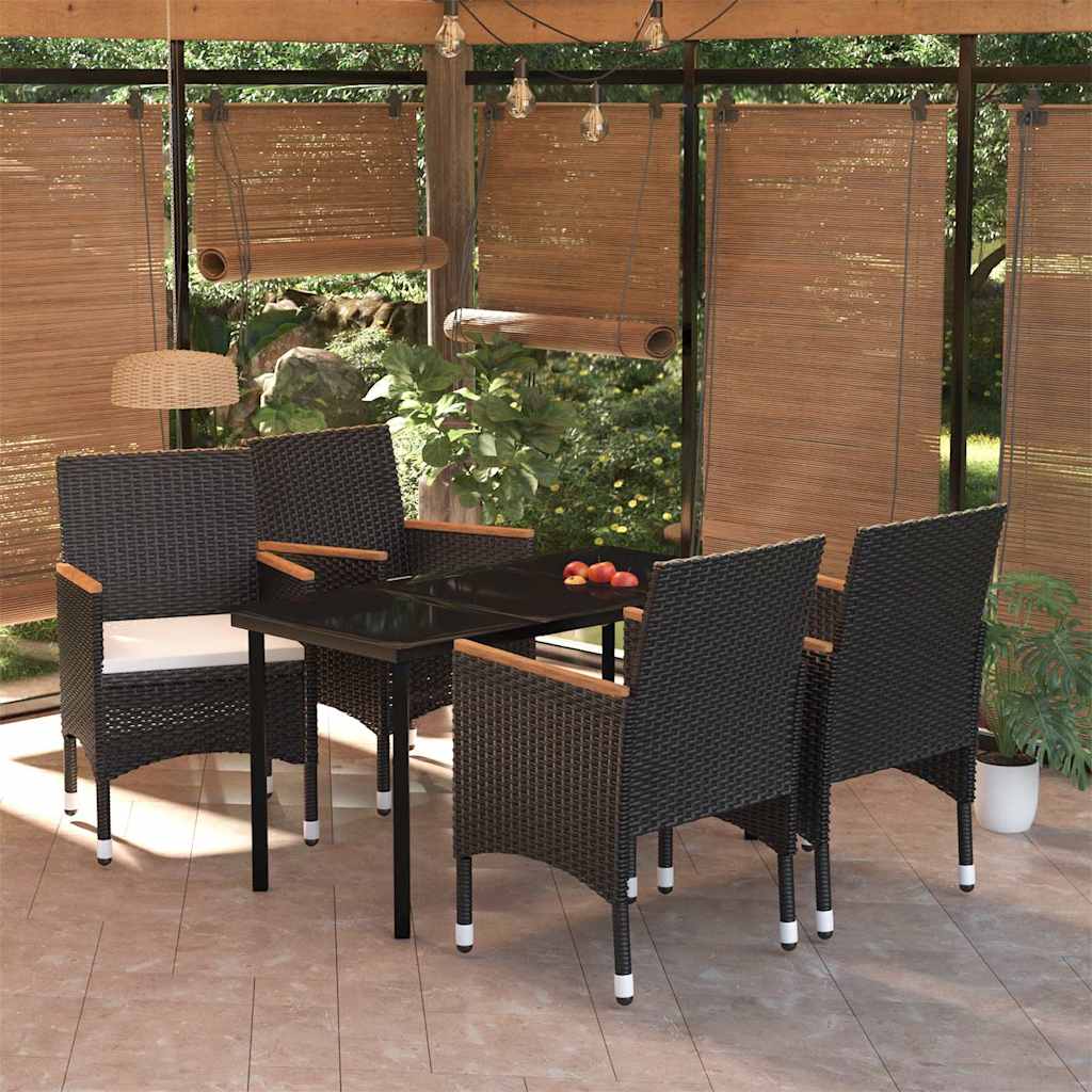 vidaXL 5-delige Tuinset met kussens zwart
