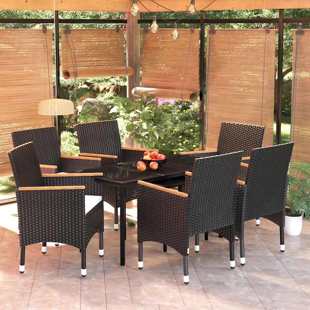vidaXL 5-delige Tuinset met kussens zwart