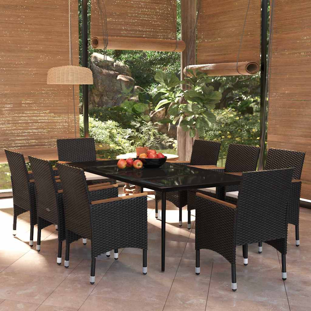 vidaXL 5-delige Tuinset met kussens grijs en zwart