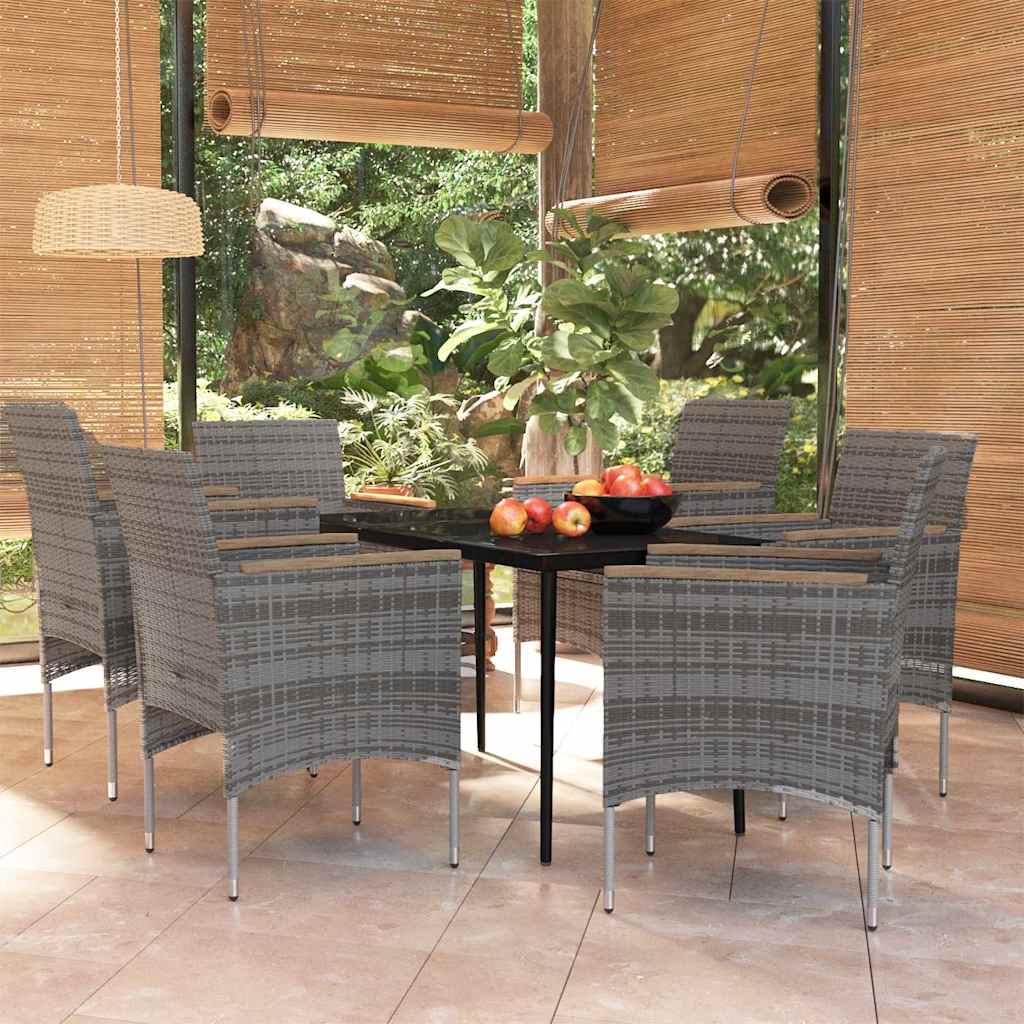 vidaXL 5-delige Tuinset met kussens grijs en zwart