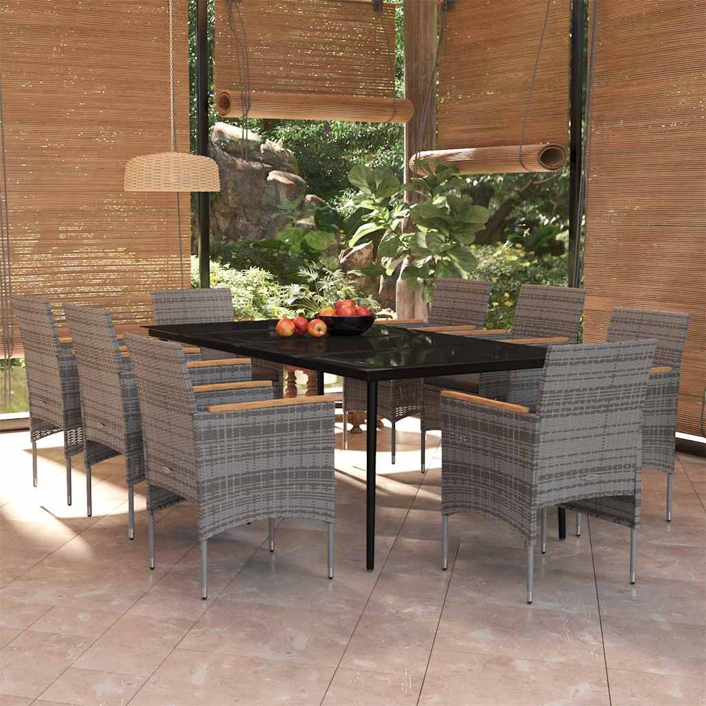 vidaXL 5-delige Tuinset met kussens grijs en zwart