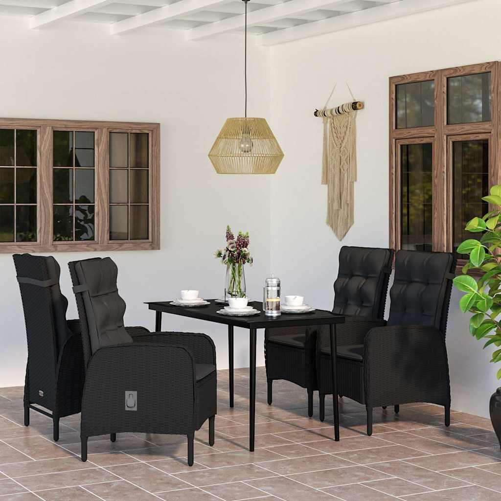 vidaXL 7-delige Tuinset met kussens grijs en zwart