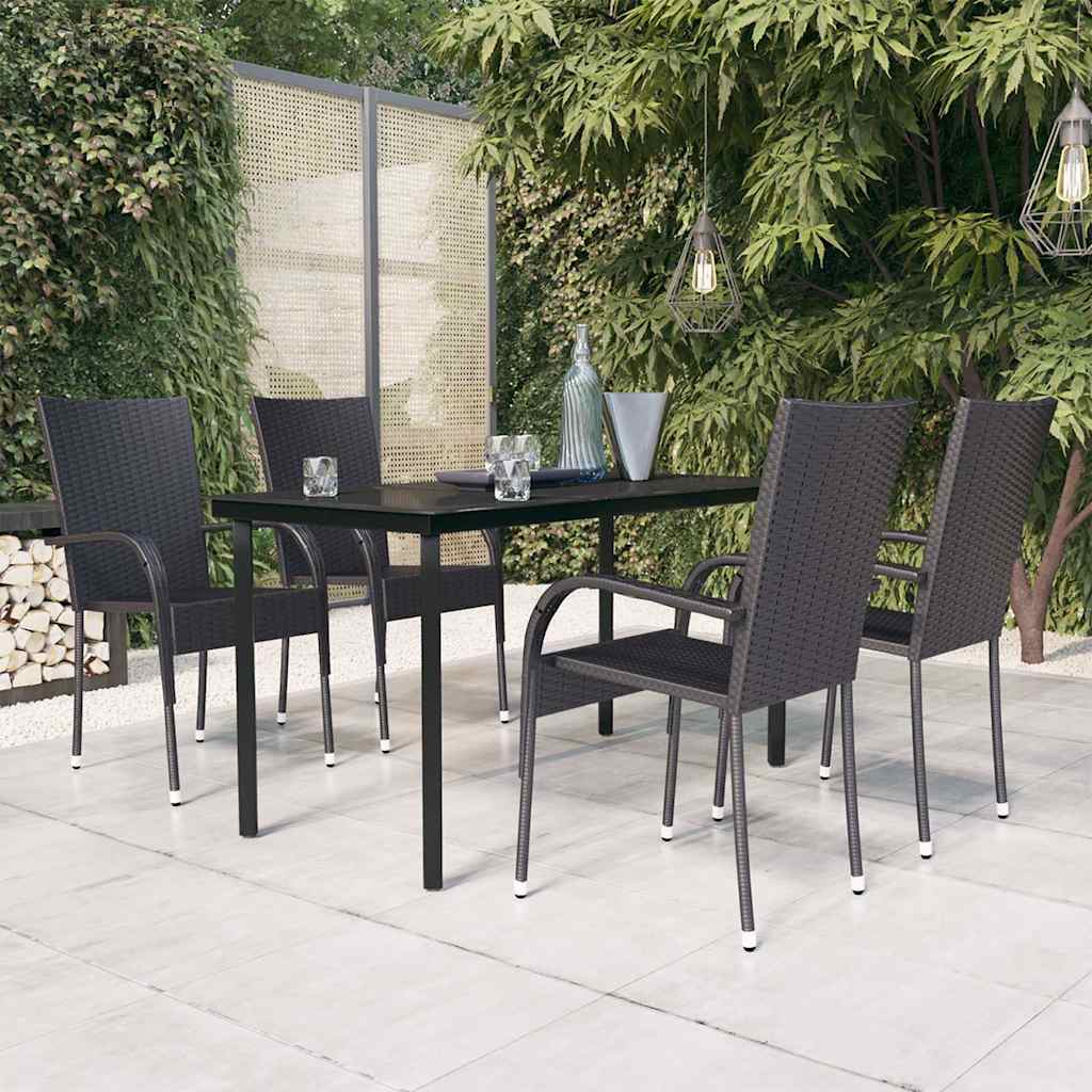 vidaXL 5-delige Tuinset poly rattan grijs