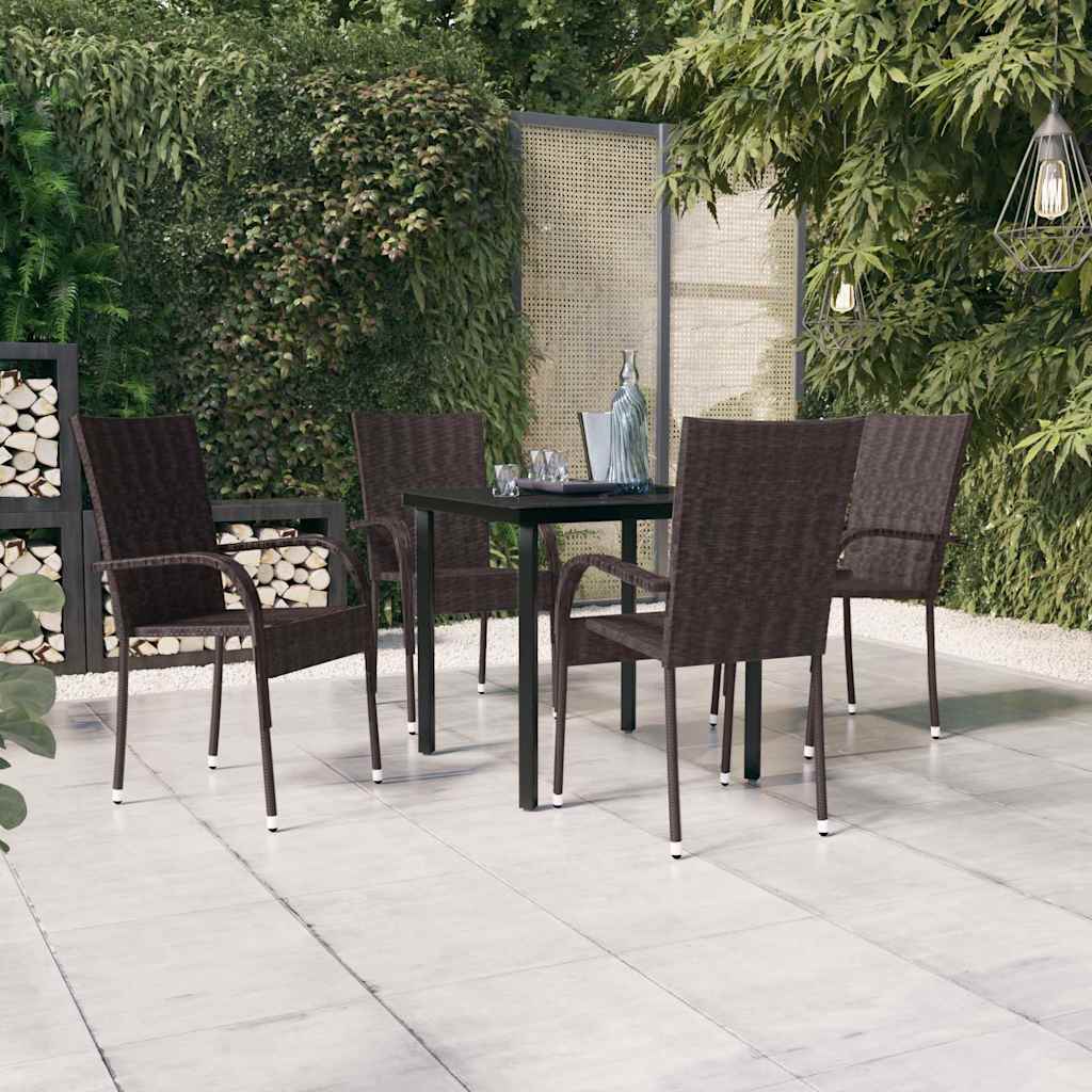 vidaXL 5-delige Tuinset poly rattan grijs