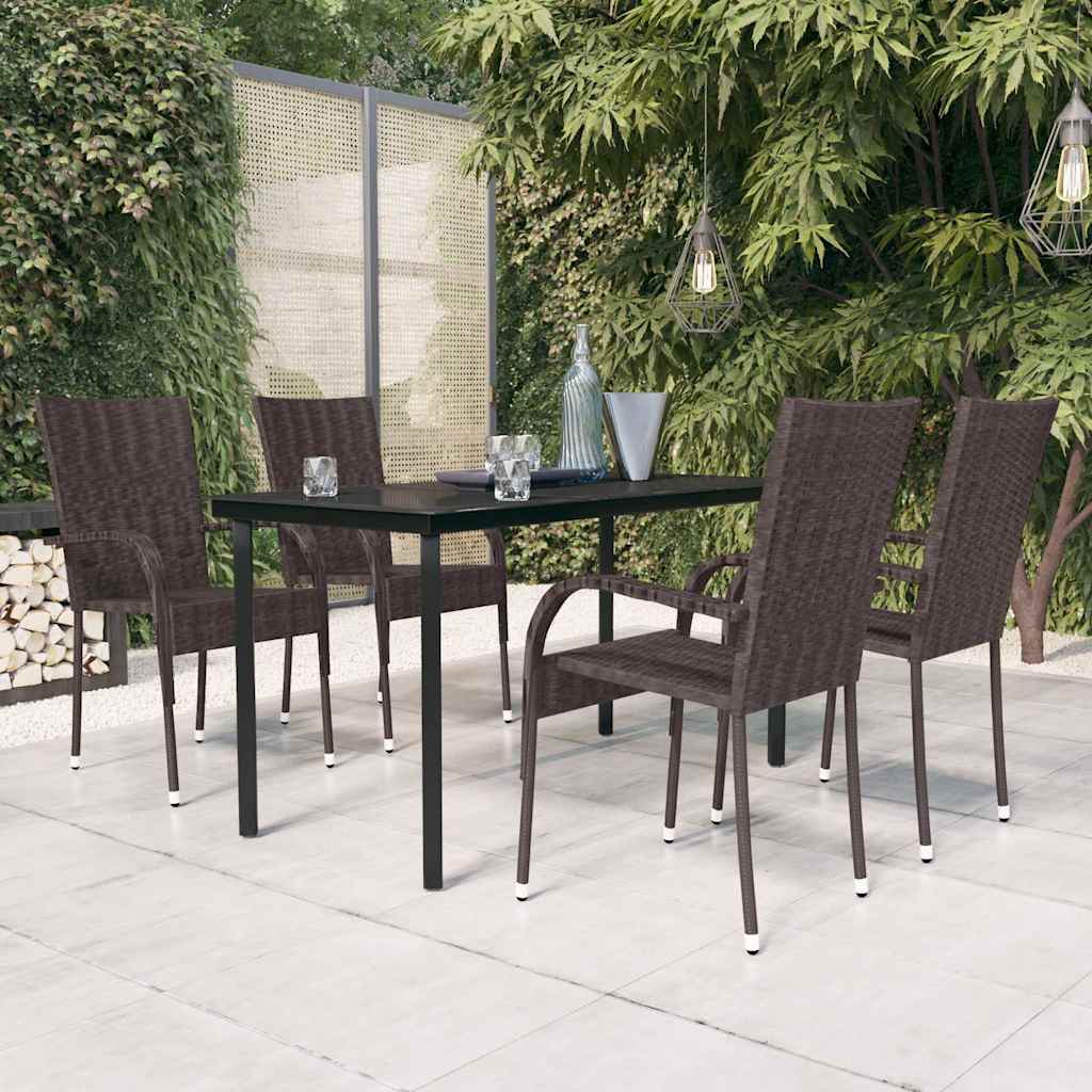 vidaXL 5-delige Tuinset poly rattan grijs