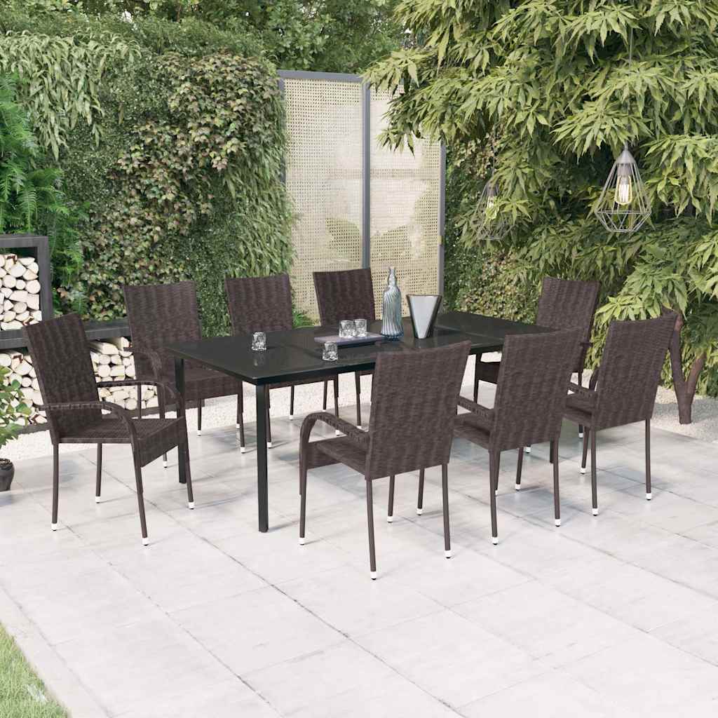 vidaXL 5-delige Tuinset poly rattan grijs