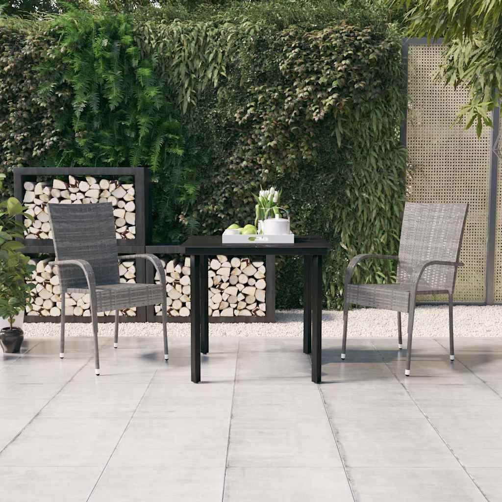 vidaXL 5-delige Tuinset poly rattan grijs