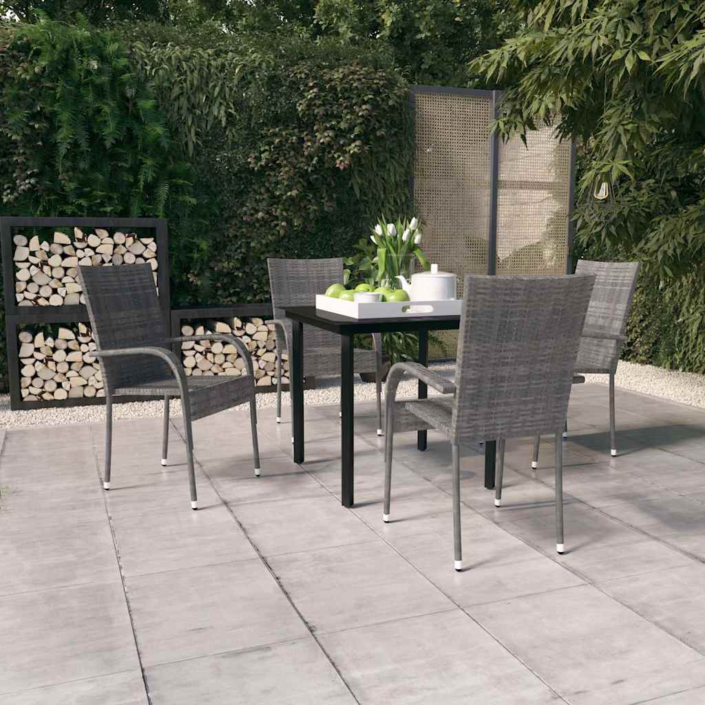 vidaXL 5-delige Tuinset poly rattan grijs