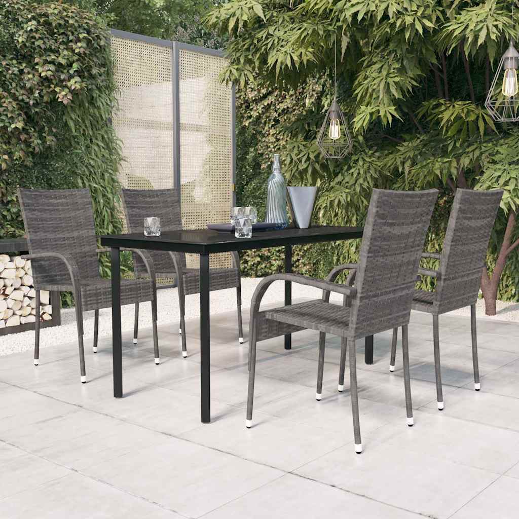 vidaXL 5-delige Tuinset poly rattan grijs