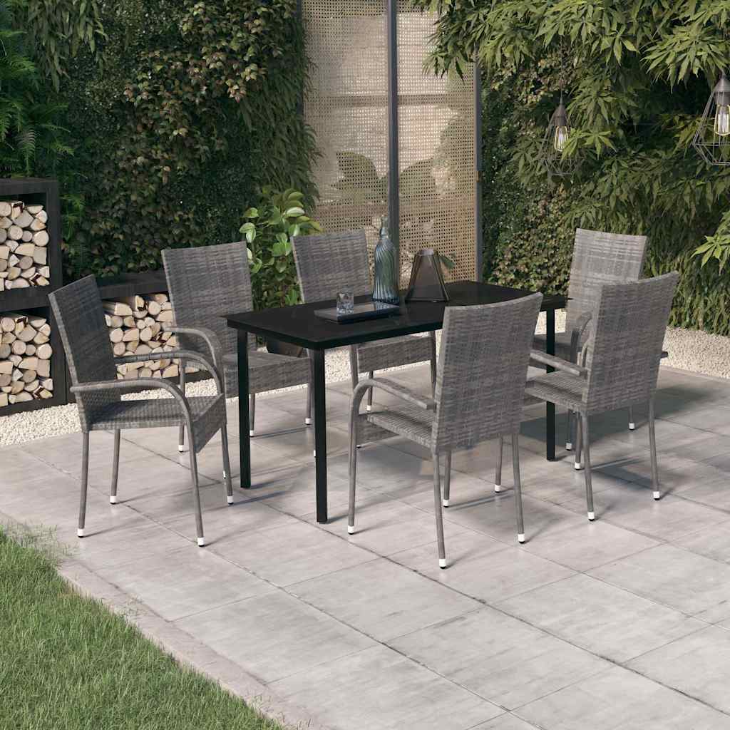 vidaXL 5-delige Tuinset poly rattan grijs