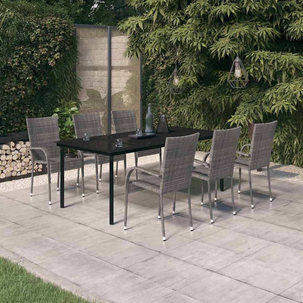 vidaXL 5-delige Tuinset poly rattan grijs