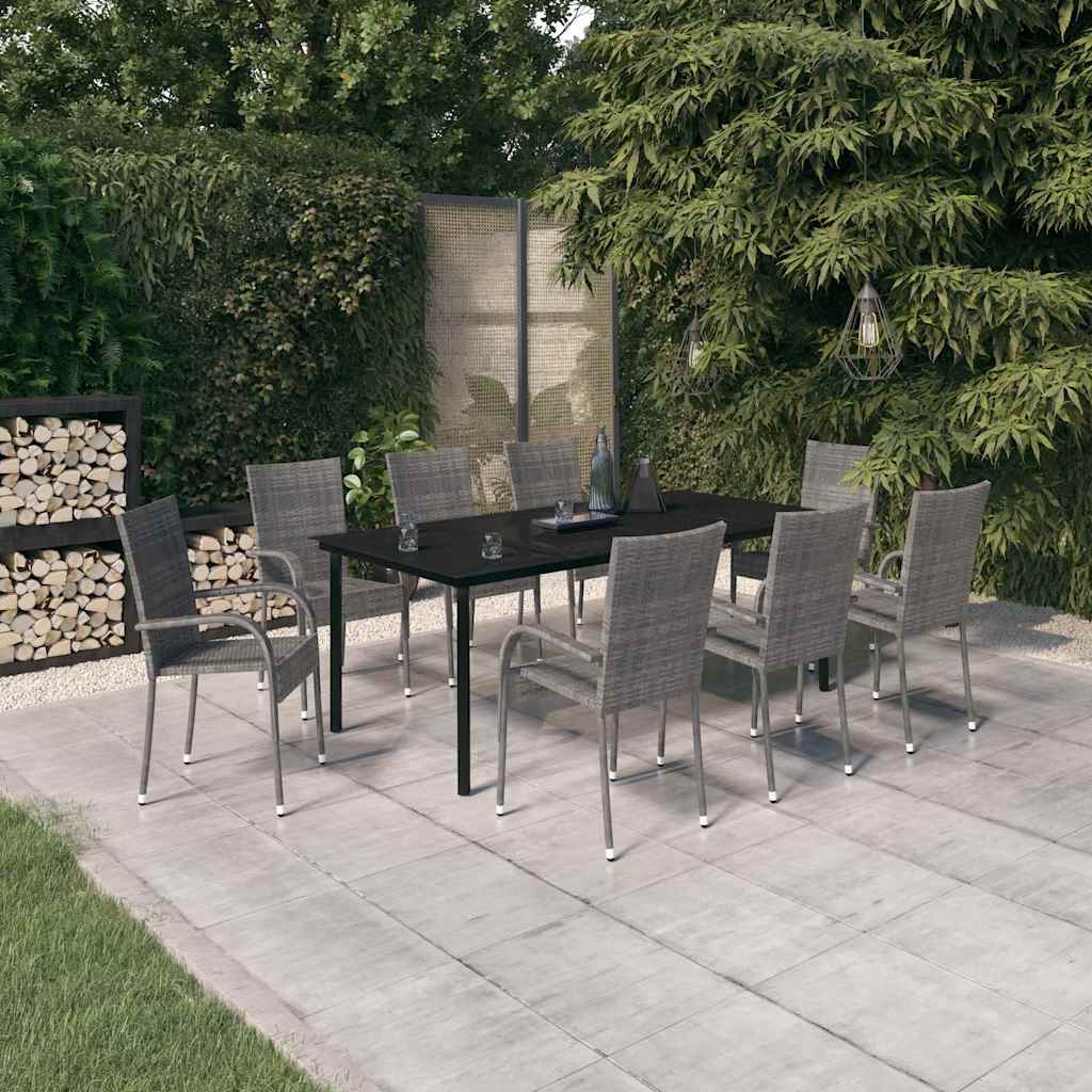 vidaXL 5-delige Tuinset poly rattan grijs