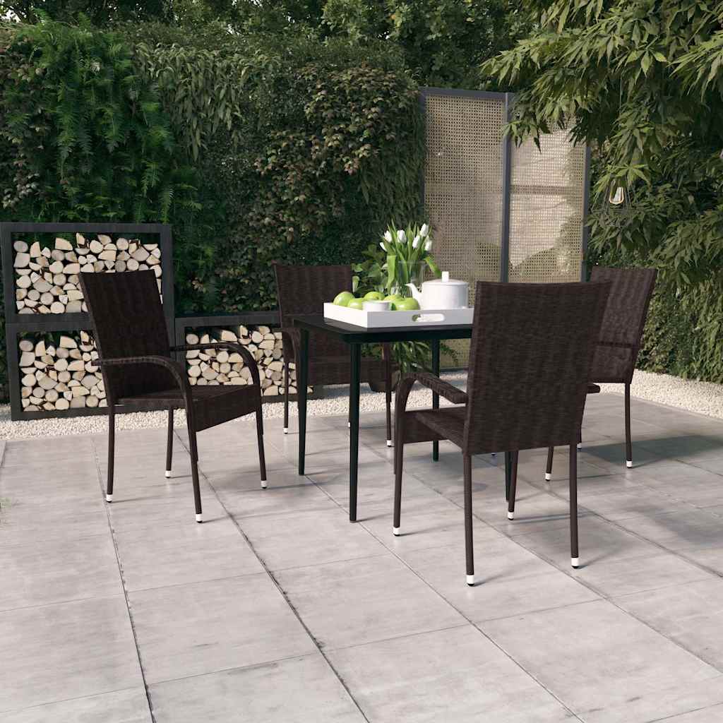 vidaXL 7-delige Tuinset bruin en zwart