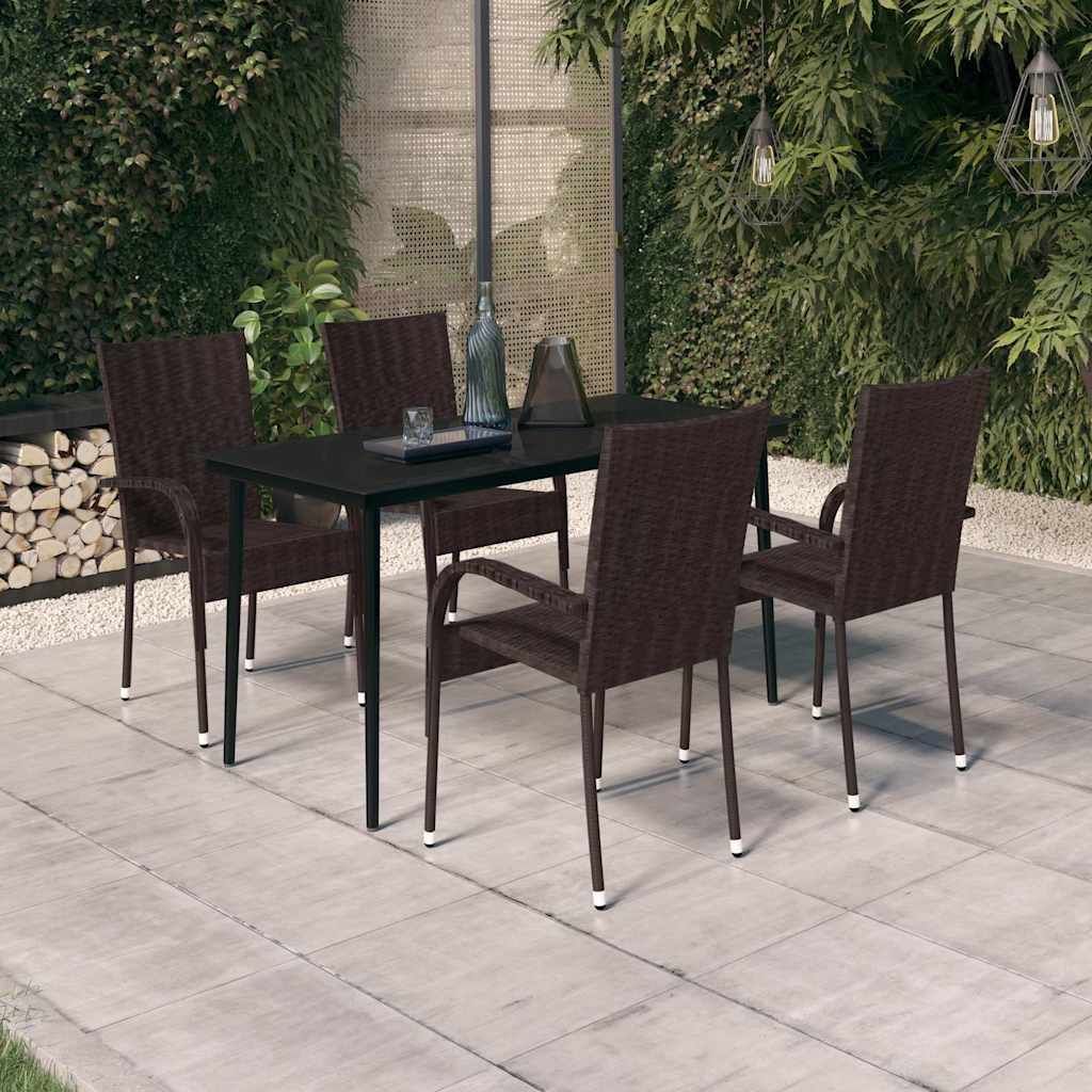 vidaXL 7-delige Tuinset bruin en zwart