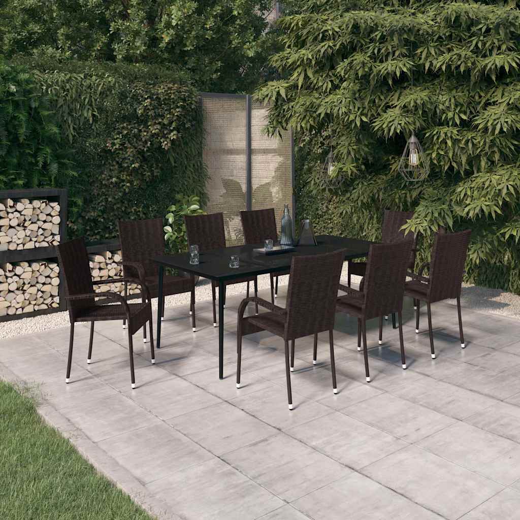 vidaXL 7-delige Tuinset bruin en zwart