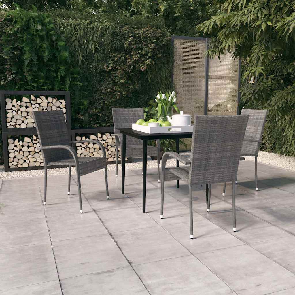 vidaXL 7-delige Tuinset bruin en zwart