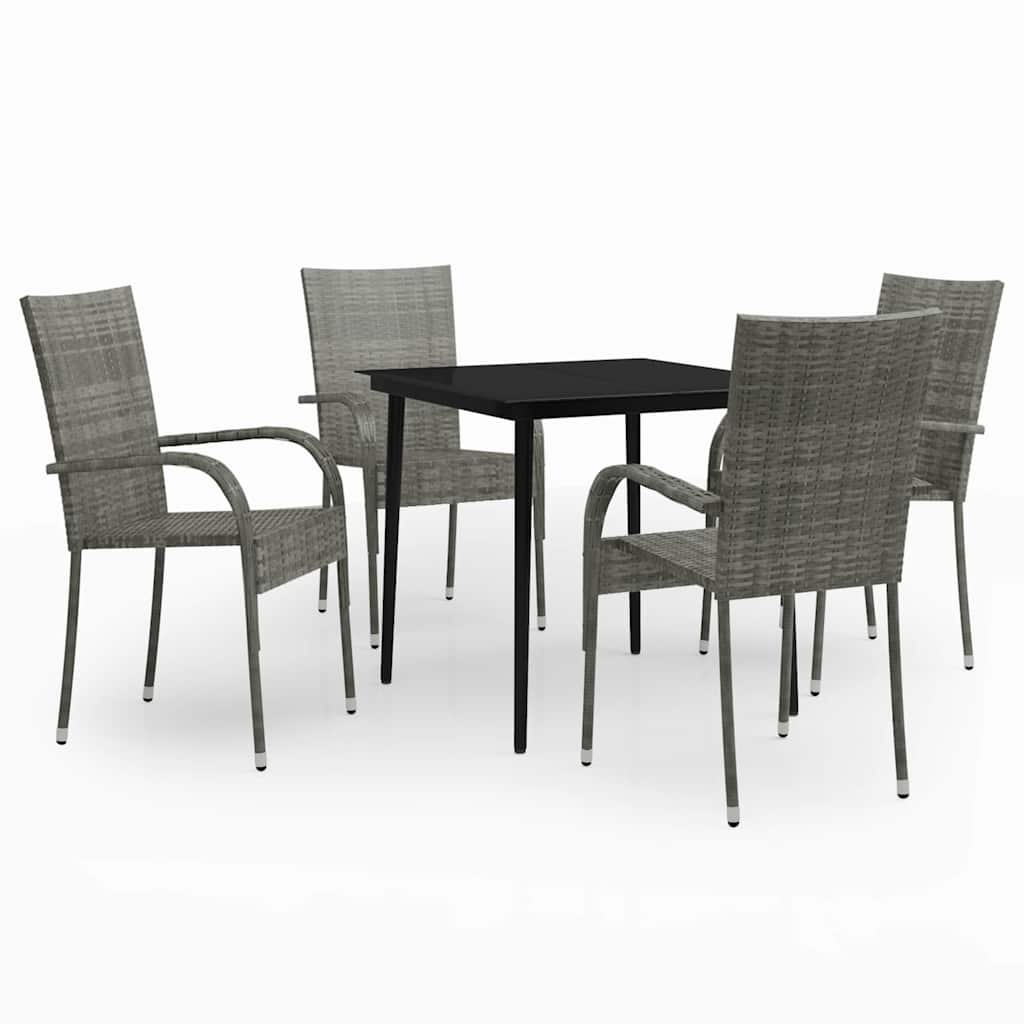 vidaXL 7-delige Tuinset bruin en zwart