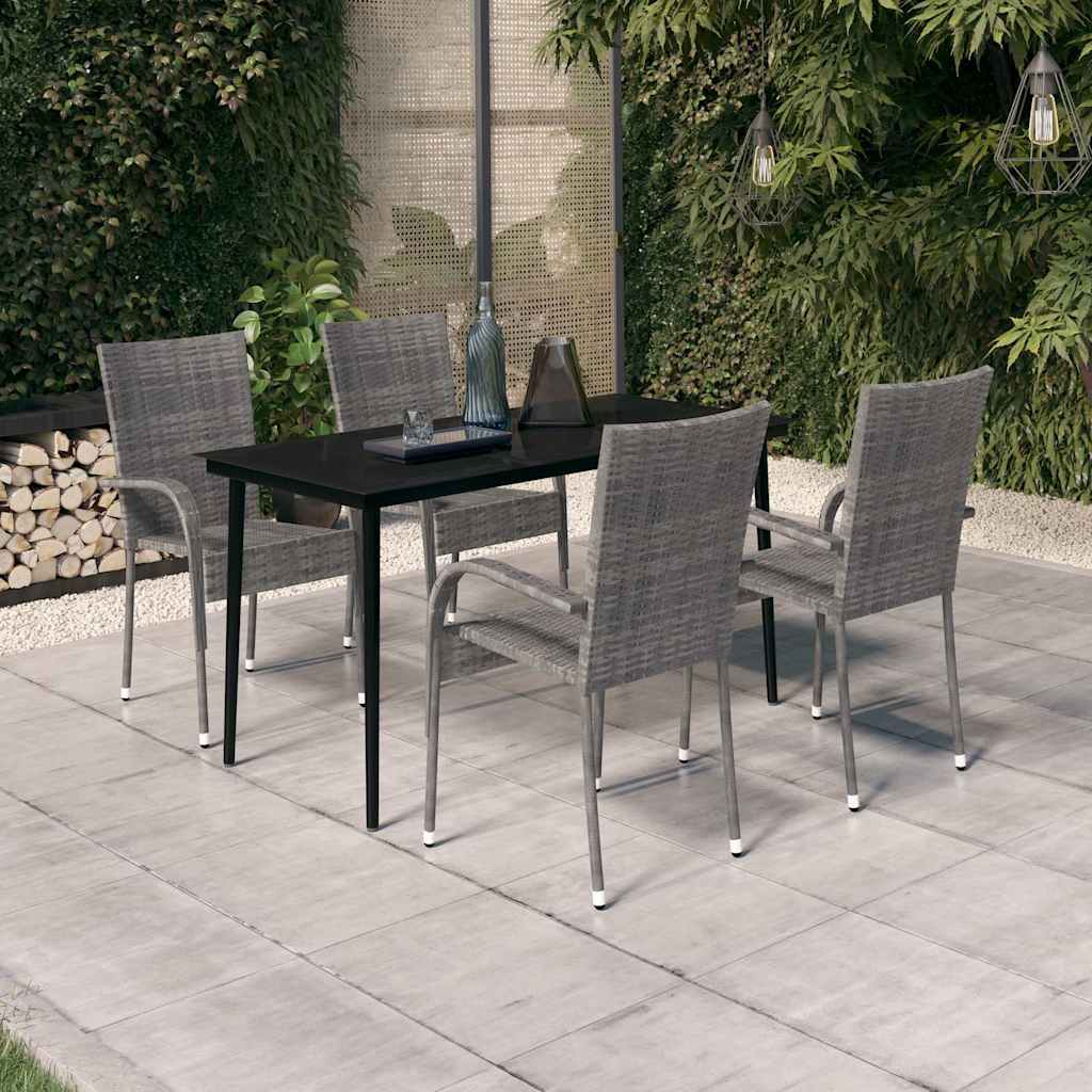 vidaXL 7-delige Tuinset bruin en zwart