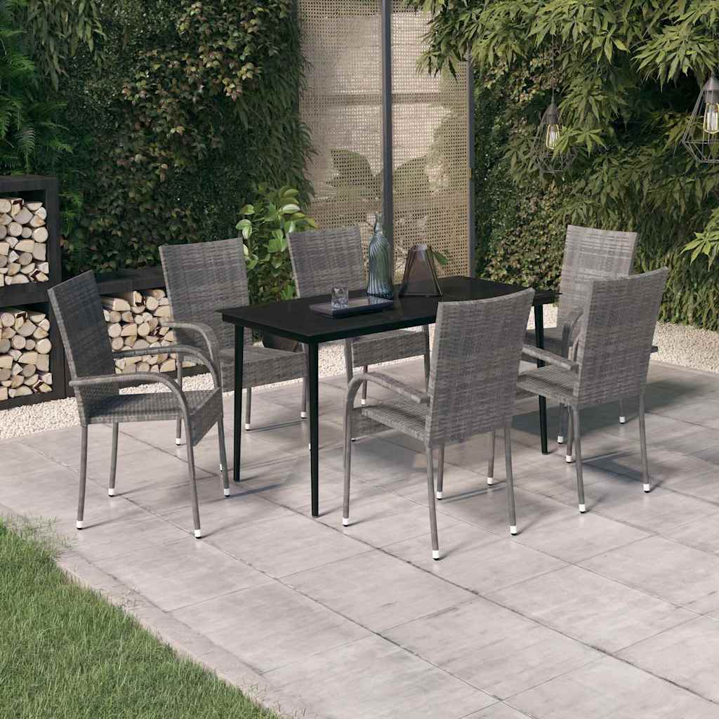 vidaXL 7-delige Tuinset bruin en zwart