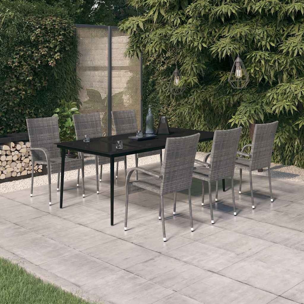 vidaXL 7-delige Tuinset bruin en zwart