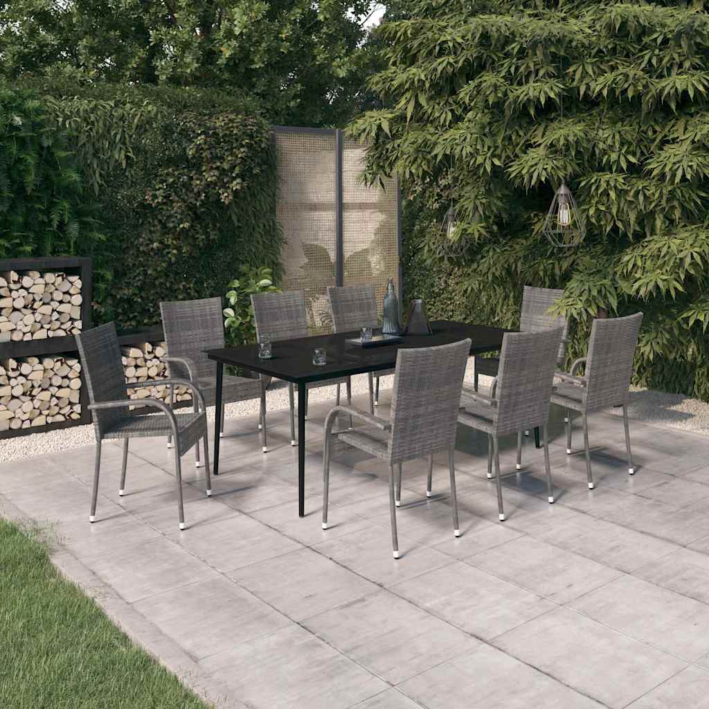vidaXL 7-delige Tuinset bruin en zwart