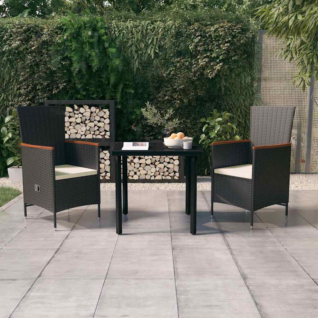 vidaXL 5-delige Tuinset met kussens zwart