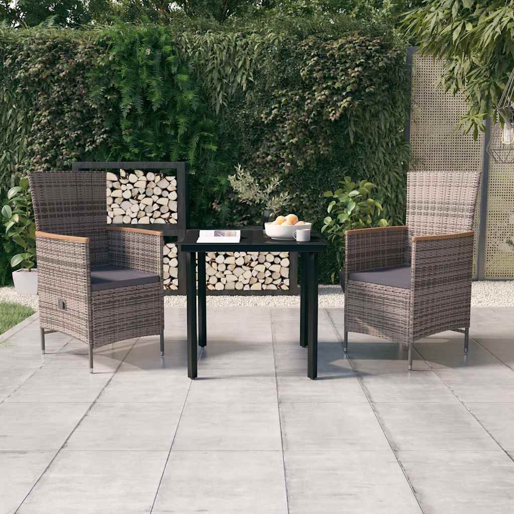 vidaXL 5-delige Tuinset met kussens zwart