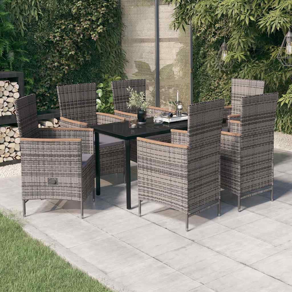 vidaXL 5-delige Tuinset met kussens zwart