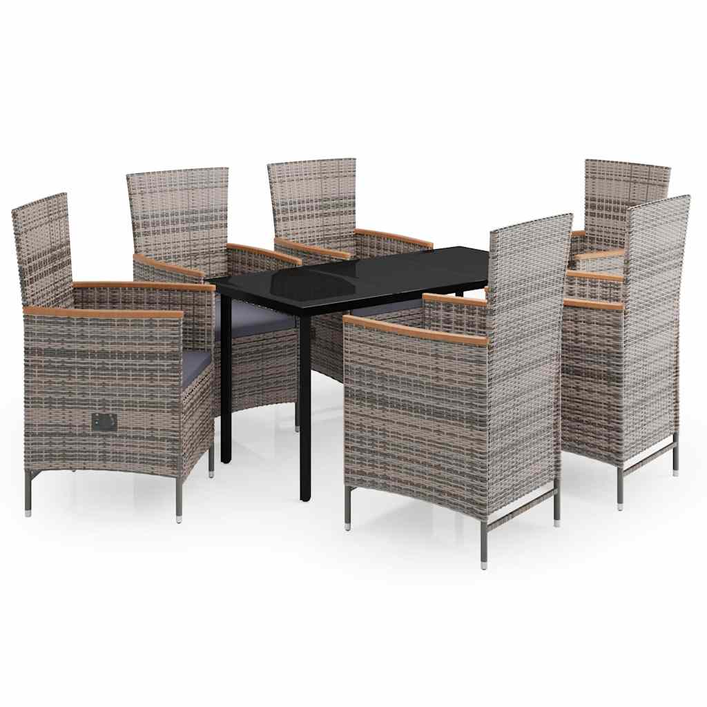 vidaXL 5-delige Tuinset met kussens zwart