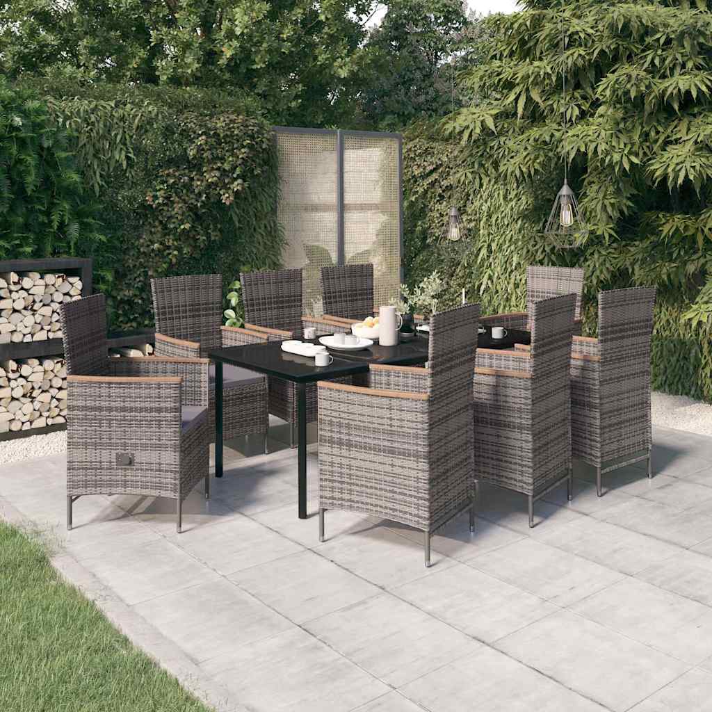 vidaXL 5-delige Tuinset met kussens zwart
