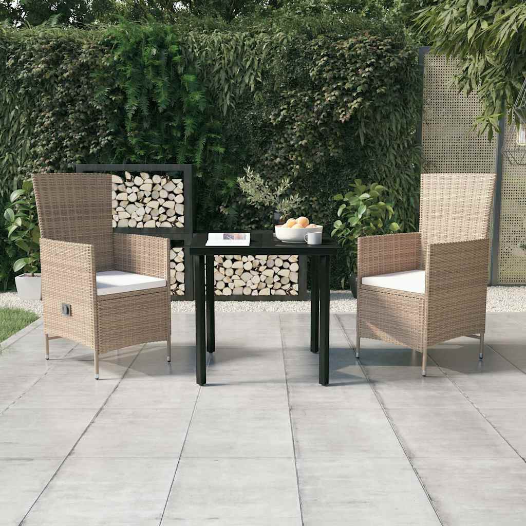 vidaXL 5-delige Tuinset met kussens zwart