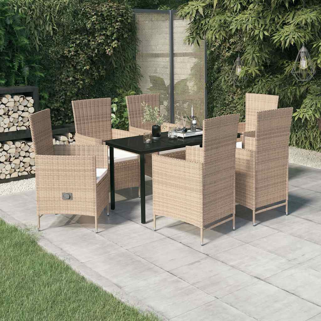 vidaXL 5-delige Tuinset met kussens zwart