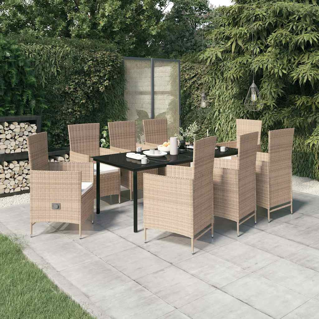 vidaXL 5-delige Tuinset met kussens zwart