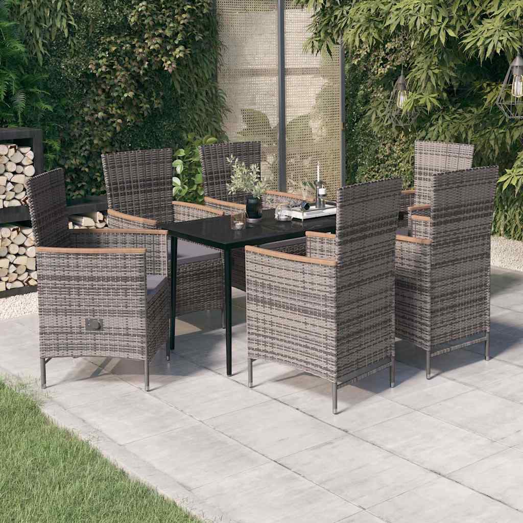 vidaXL 5-delige Tuinset met kussens grijs