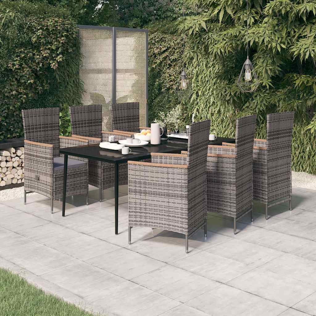 vidaXL 5-delige Tuinset met kussens grijs