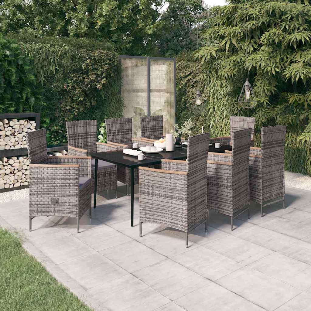vidaXL 5-delige Tuinset met kussens grijs