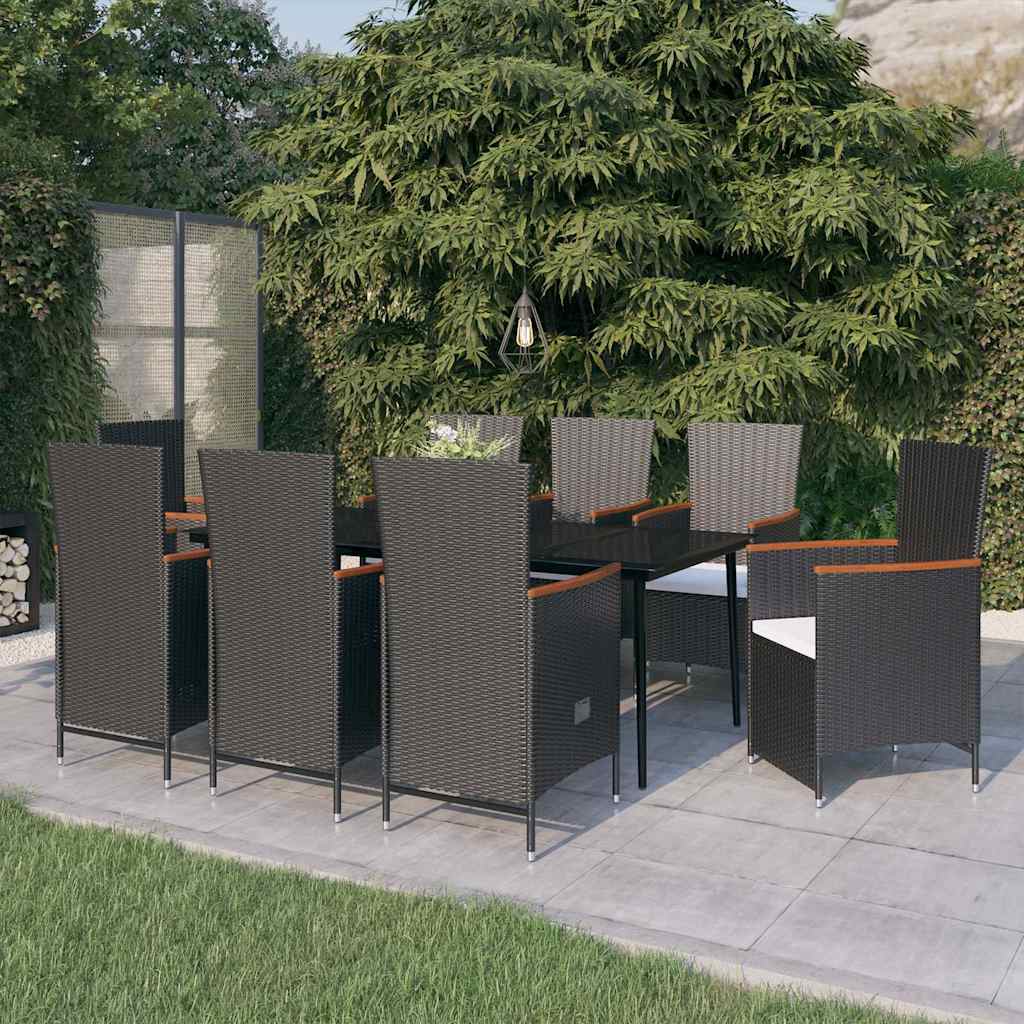 vidaXL 9-delige Tuinset met kussens beige