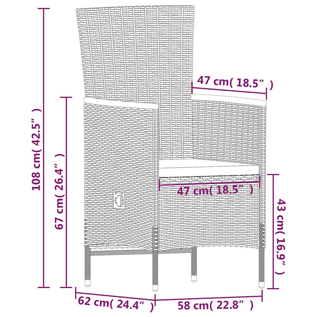 vidaXL 9-delige Tuinset met kussens beige